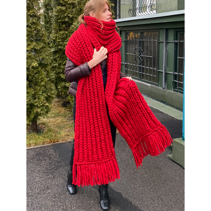 long red knit scarf