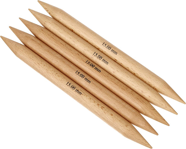 15 mm (US 19) KnitPro Basix wood double pointed knitting needles