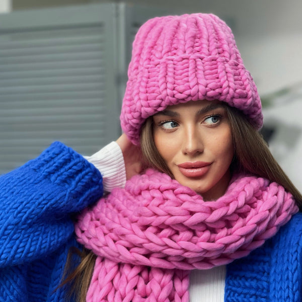 Chunky ribbed knit hat - Knitting Kit