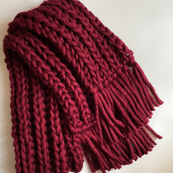 Magenta burgundy knit scarf