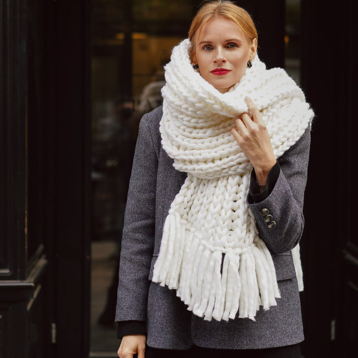 Extra long oversized knit scarf – Knit Design Studio