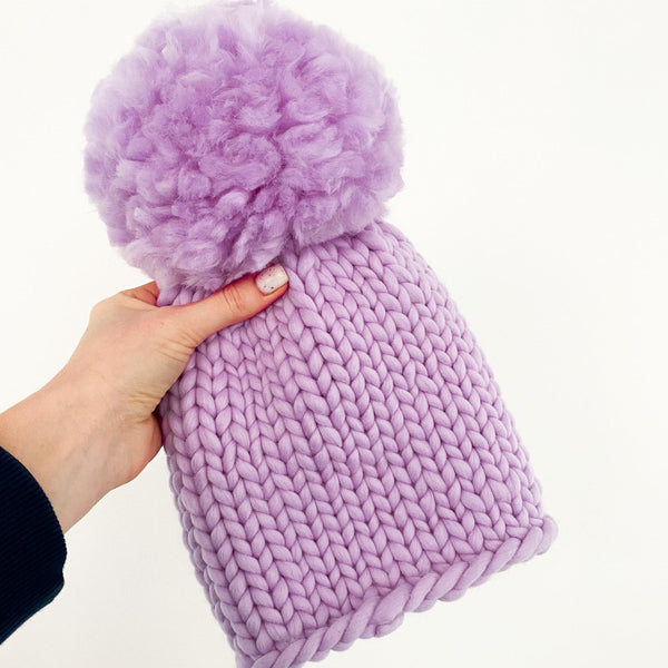 Chunky knit beanie with pompom