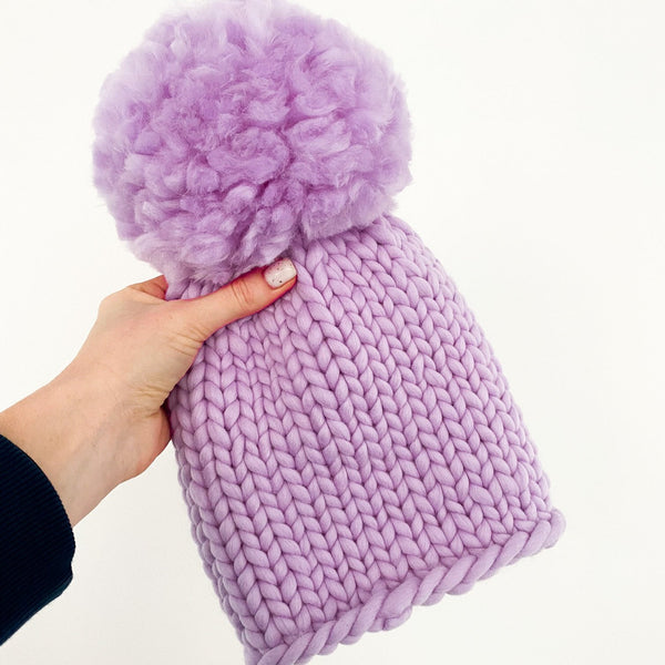 Chunky knit beanie with pompom - Knitting Kit