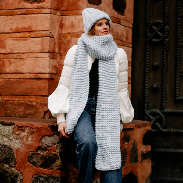 Knit beanie and scarf set