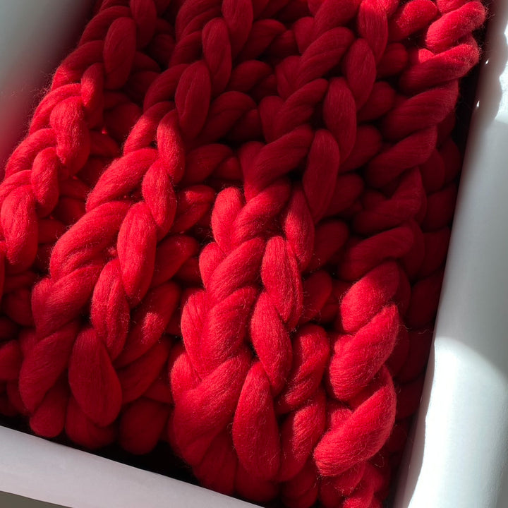 Red merino wool scarf