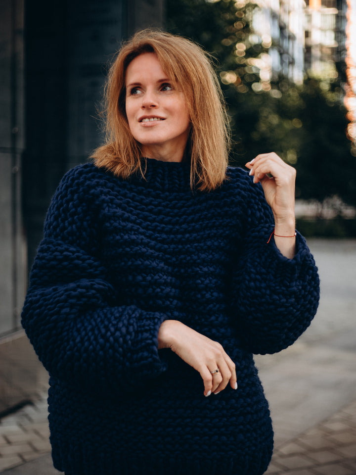 navy blue sweater oversized