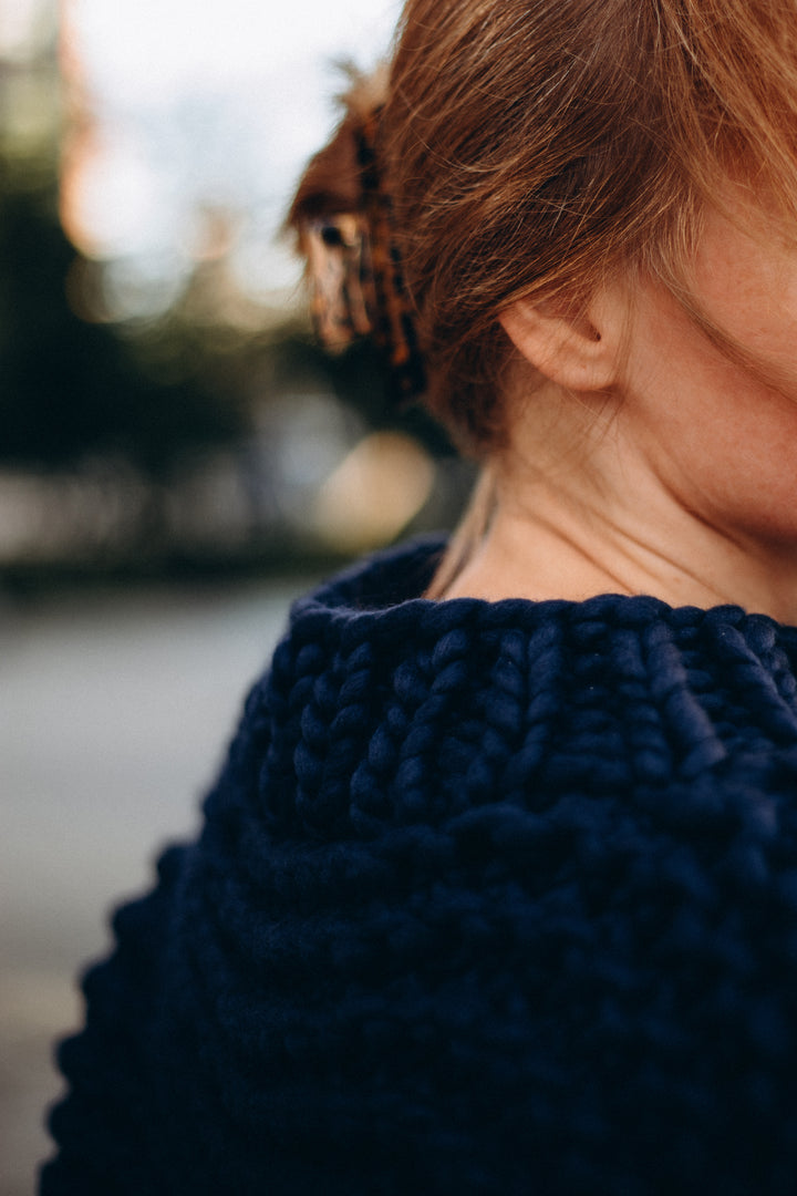 navy blue oversized knit sweater