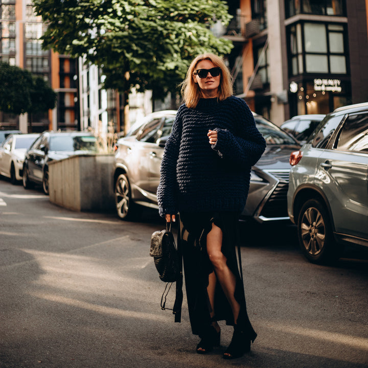 oversized sweater in dark blue
