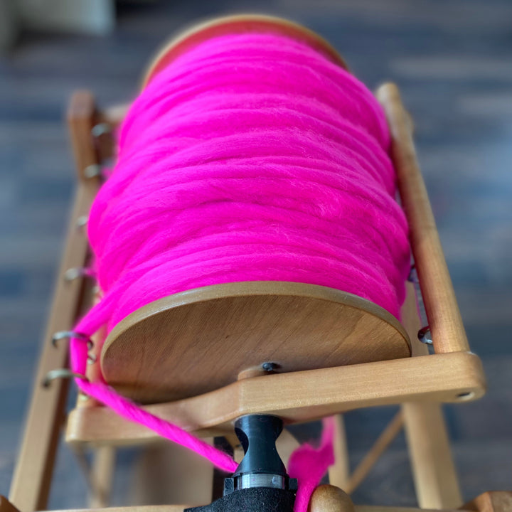 Handspun pink yarn chunky