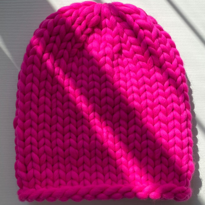 bright pink beanie