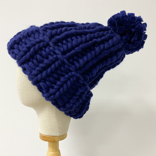 Men's chunky ribbed slouchy beanie with pompom