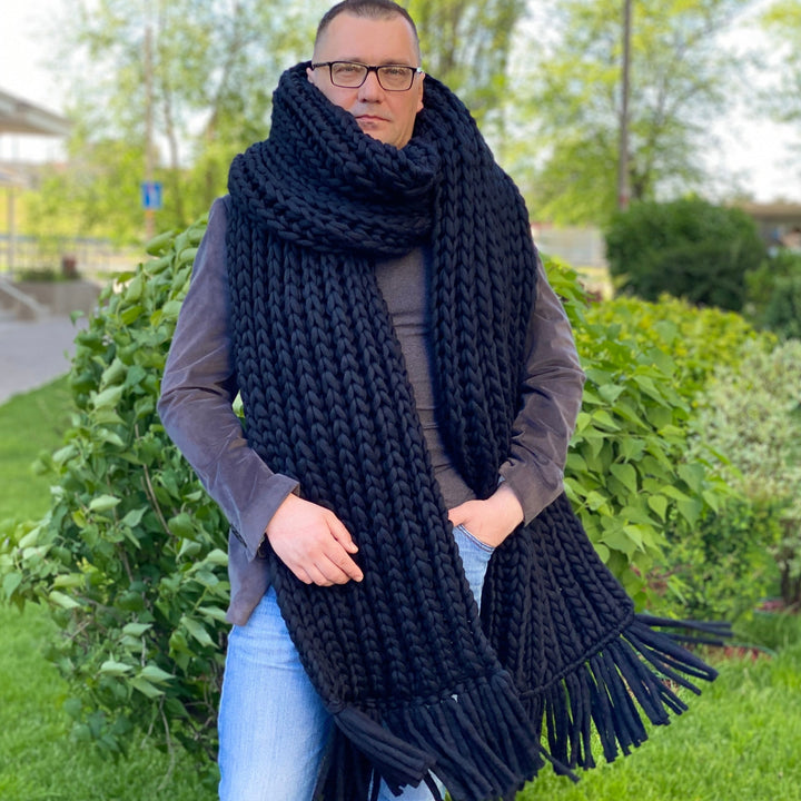 Style Mens Blanket Scarves Wool Scarf Men Oversized Blanket Scarf