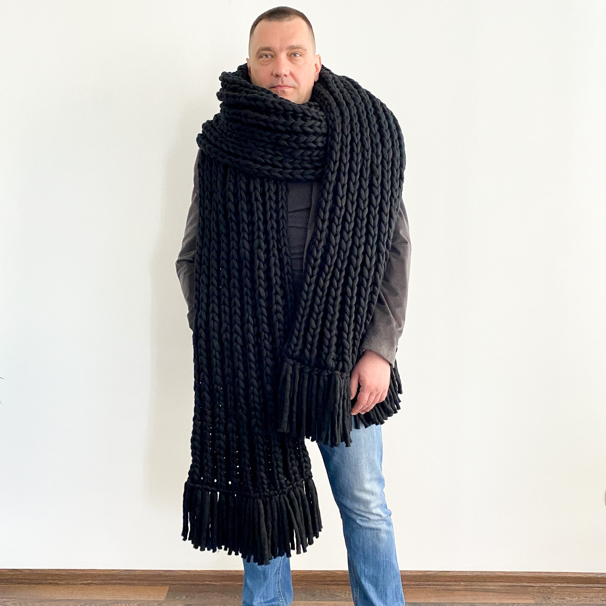 Men's Big Lenny Kravitz Style Scarf – Knit Design Studio