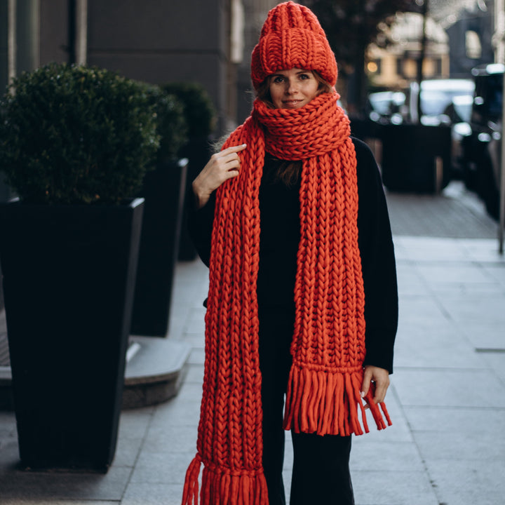 Knit beanie and scarf set