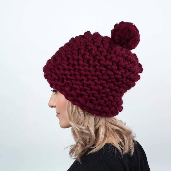 Slouchy beanie with pom pom