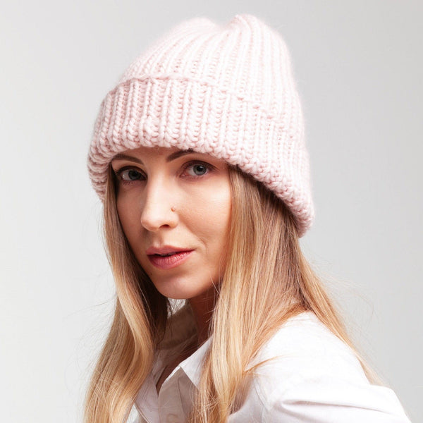 Rib knit wool beanie