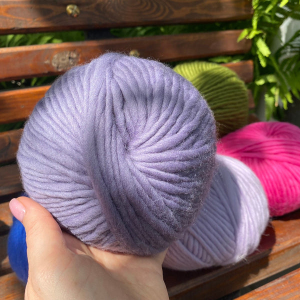 Супер об'ємна пряжа HELLO MERINO - Purple Grey