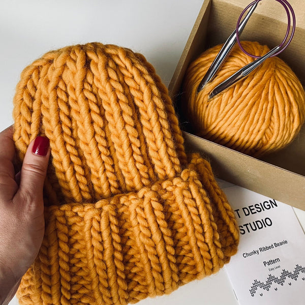 Chunky ribbed beanie - Knitting Kit