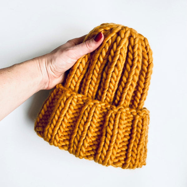 Super chunky ribbed knit beanie