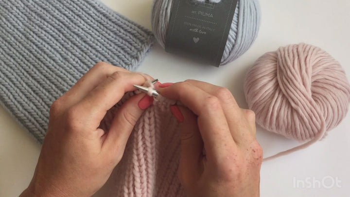 Knitting ribbed beanie process