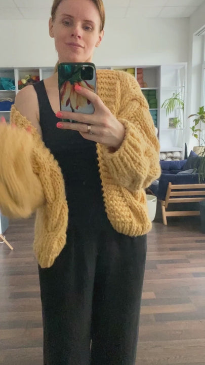Chunky cable cardigan video