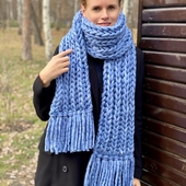 Chunky ribbed beanie and fringed scarf set – Miniature 9