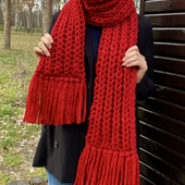 Chunky ribbed beanie and fringed scarf set – Miniature 8
