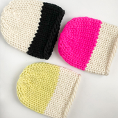Color block knit beanie hat - Knitting Kit – Miniature 3