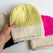 Color block knit beanie hat – Miniature 4