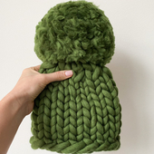 Chunky knit scarf and beanie with giant pom – Miniature 9