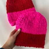 Color block knit beanie hat – Miniature 8