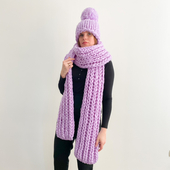 Chunky knit scarf and beanie with giant pom – Miniature 4