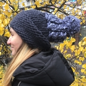 Cable knit hat with pompom – Miniature 2