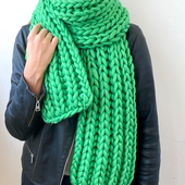 Chunky knit scarf and beanie with giant pom – Miniature 7