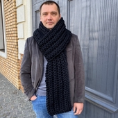 Extra long men's knitted scarf – Miniature 3