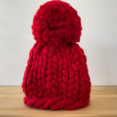 Chunky knit scarf and beanie with giant pom – Miniature 10