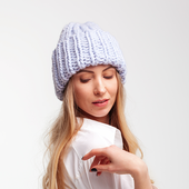 Chunky ribbed knit beanie and scarf set – Miniature 2