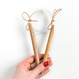 12 mm (US 17) Handmade wooden сircular knitting needles 