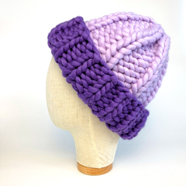 Color block ribbed beanie hat