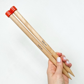 15mm (US 19) KNITPRO Basix wooden straight single pointed knitting needles 30 cm