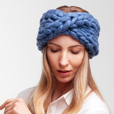 Blue knitted headband
