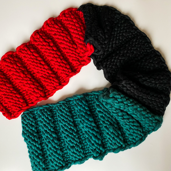 Color block chunky knit scarf – Photo 1