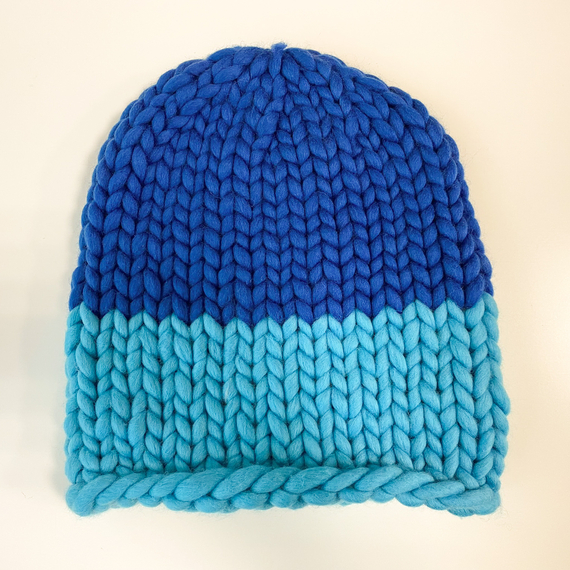 Color block knit beanie hat - Knitting Kit – Photo 7