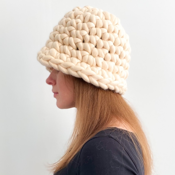 Cream Chunky Crochet Bucket Hat - SALE 20% – Photo 1