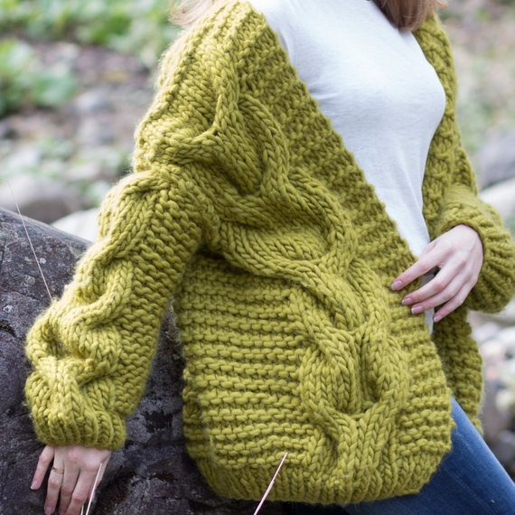 Chunky cable knit cardigan – Photo 5