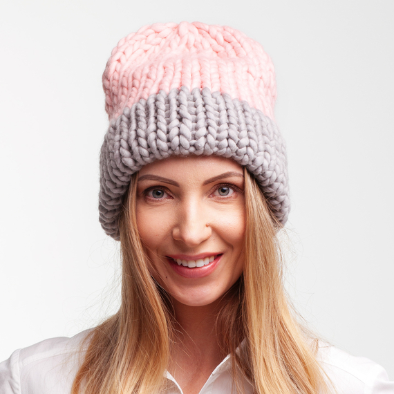 Two-colored chunky knit double brim beanie - SAMPLE SALE 70% – Photo 1