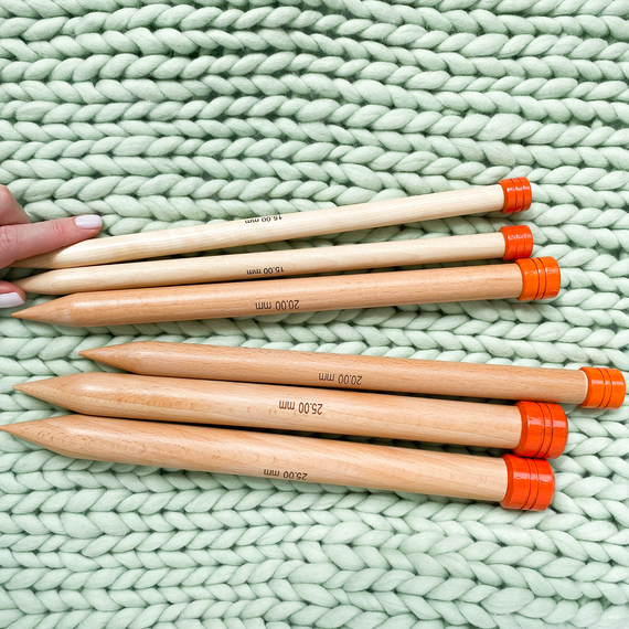 15mm (US 19) KNITPRO Basix wooden straight single pointed knitting needles 30 cm – Photo 6