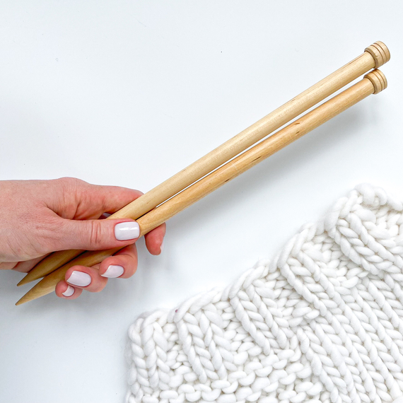 12mm (US 17) KNITPRO Basix wooden straight single pointed knitting needles 30 cm – Photo 1